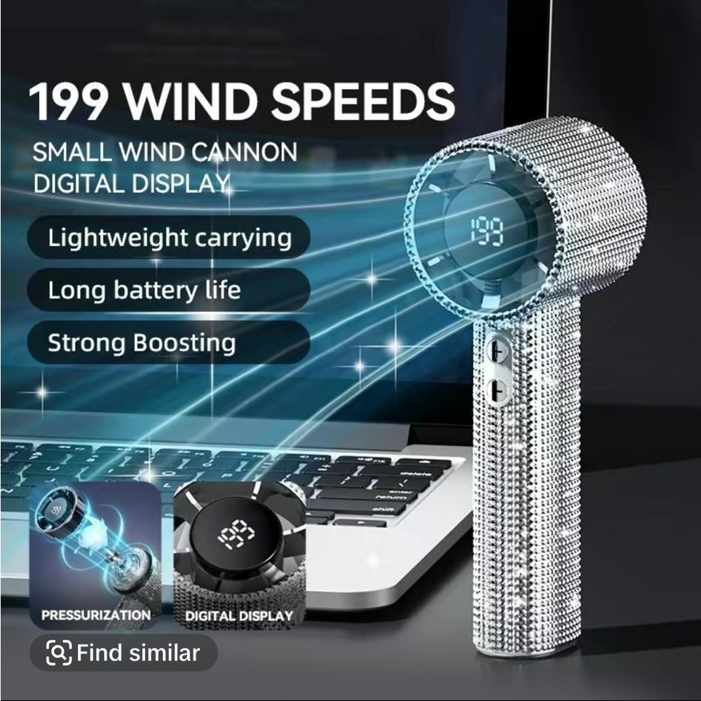 Rhinestone Portable 4-Speed cooling fan - Picture 4 of 5